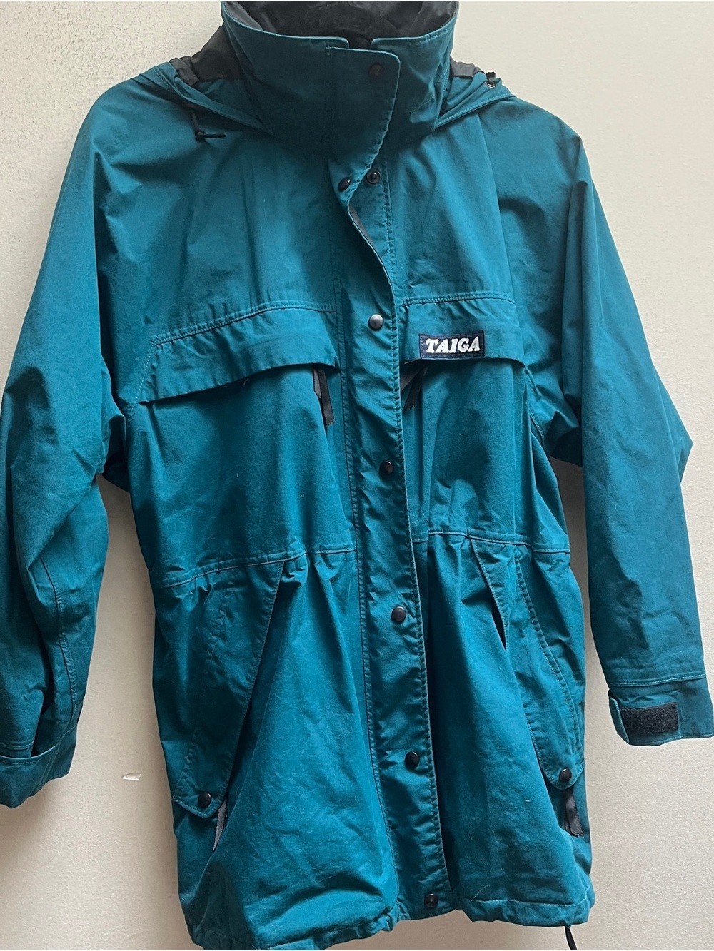 Taiga Teal Gore-Tex Waterproof Hooded Outdoor Shell Jacket Coat Vintage 10 M